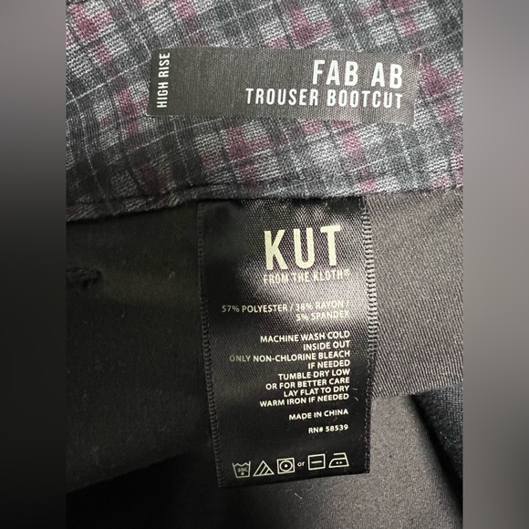 Kut from the Kloth High Rise Fab Ab Trouser Bootcut Plaid Pants Womens 16W - Picture 5 of 9
